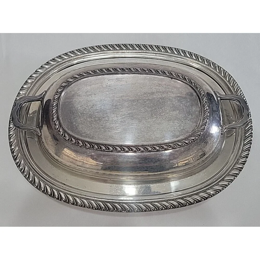 Vintage Viking EPNS Yorkshire Covered Serving Dish Silverplate V101 Oval 12